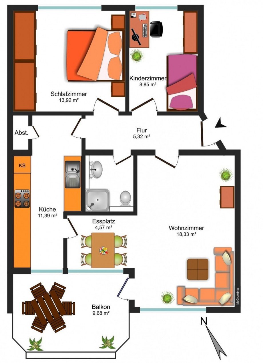 Grundrissskizze_OG Etagenwohnung Braunschweig