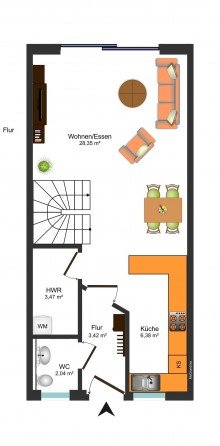 Grundrissskizzen_EG **MODERNES REIHENHAUS MIT EINBAUK�CHE IN QUERUM-KOMFORT-ZUHAUSE IN RUHIGER LAGE**