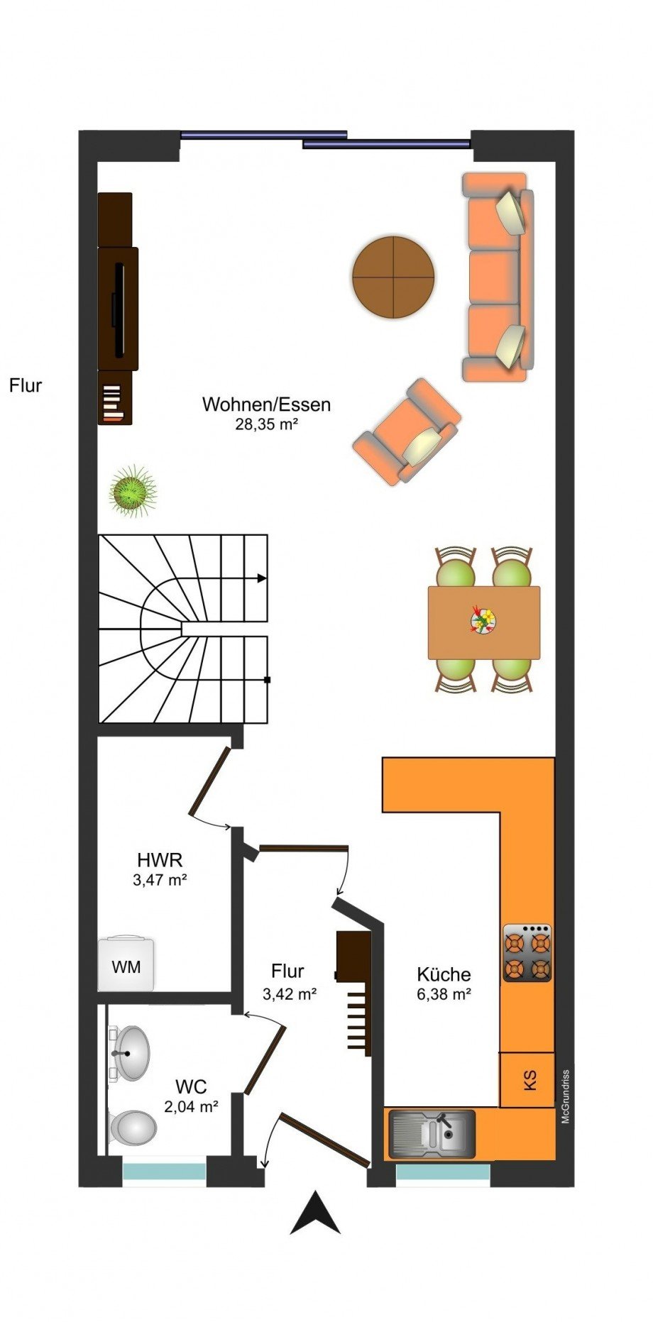 Grundrissskizzen_EG Reihenmittelhaus Braunschweig