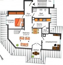 Grundrissskizze OG **ARCHITEKTUR F�R INDIVIDUALISTEN - DACHGESCHOSSWOHNUNG IM �STLICHEN MIT KFZ-STELLPLATZ**