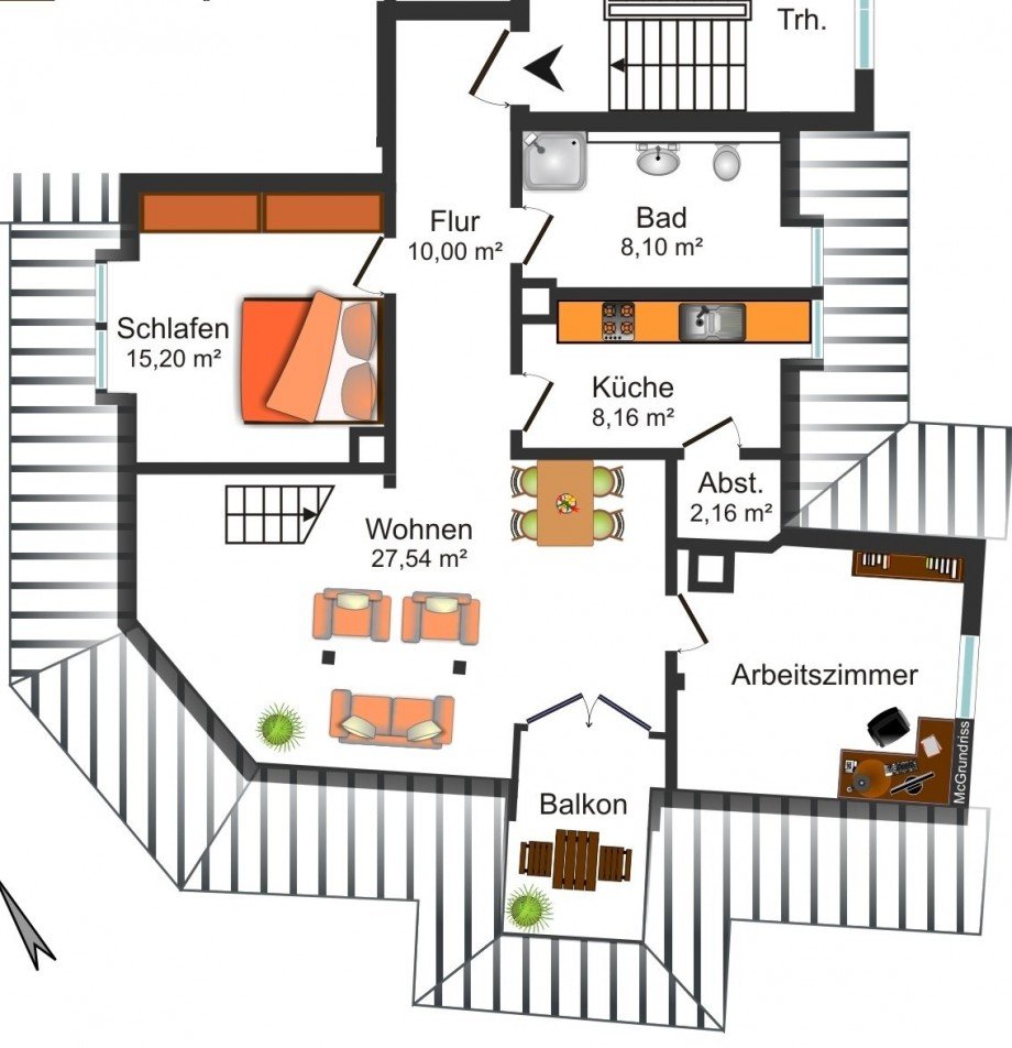 Grundrissskizze OG Dachgeschosswohnung Braunschweig