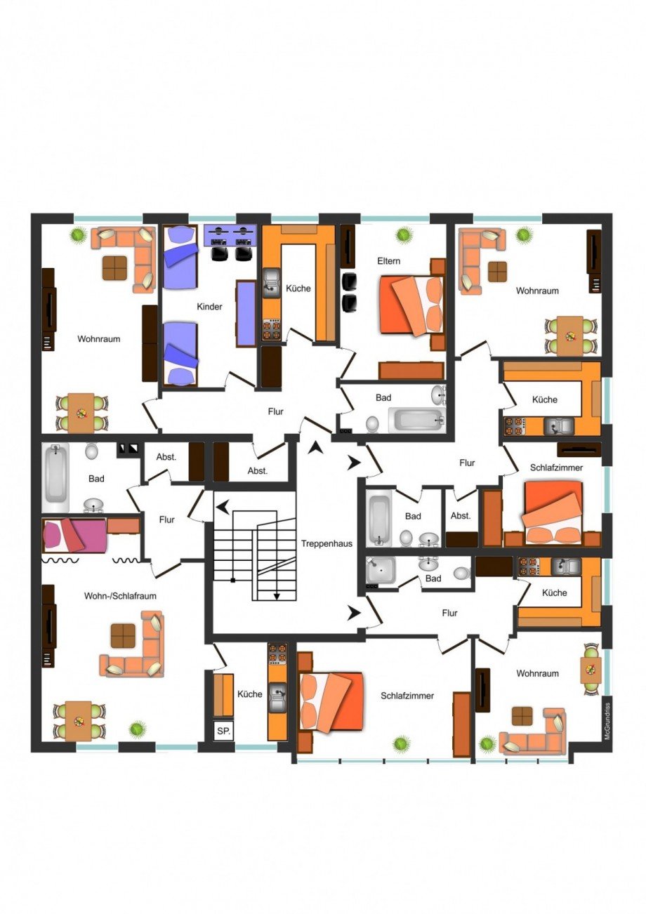 Grundrissskizze OG Mehrfamilienhaus Braunschweig