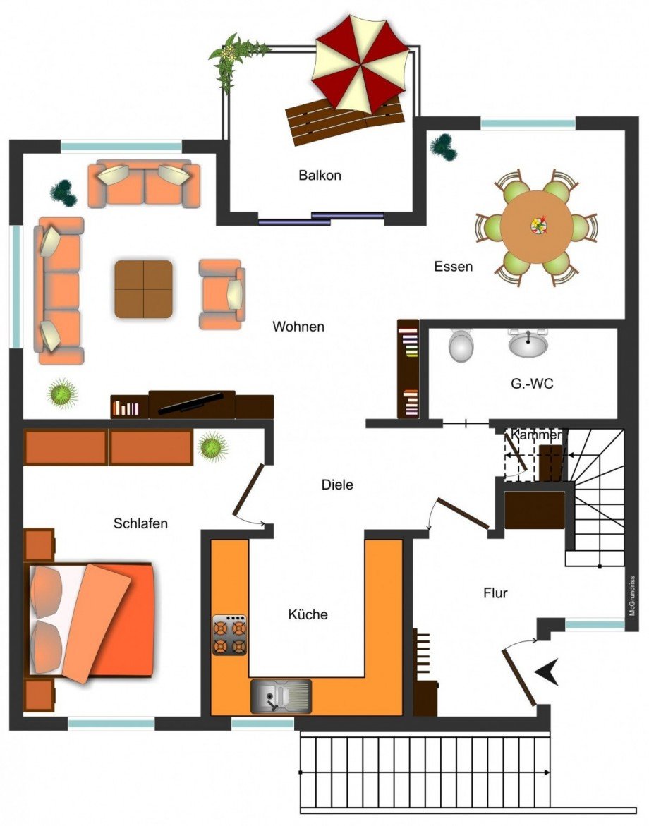 Grundrissskizze OG Maisonettewohnung Braunschweig