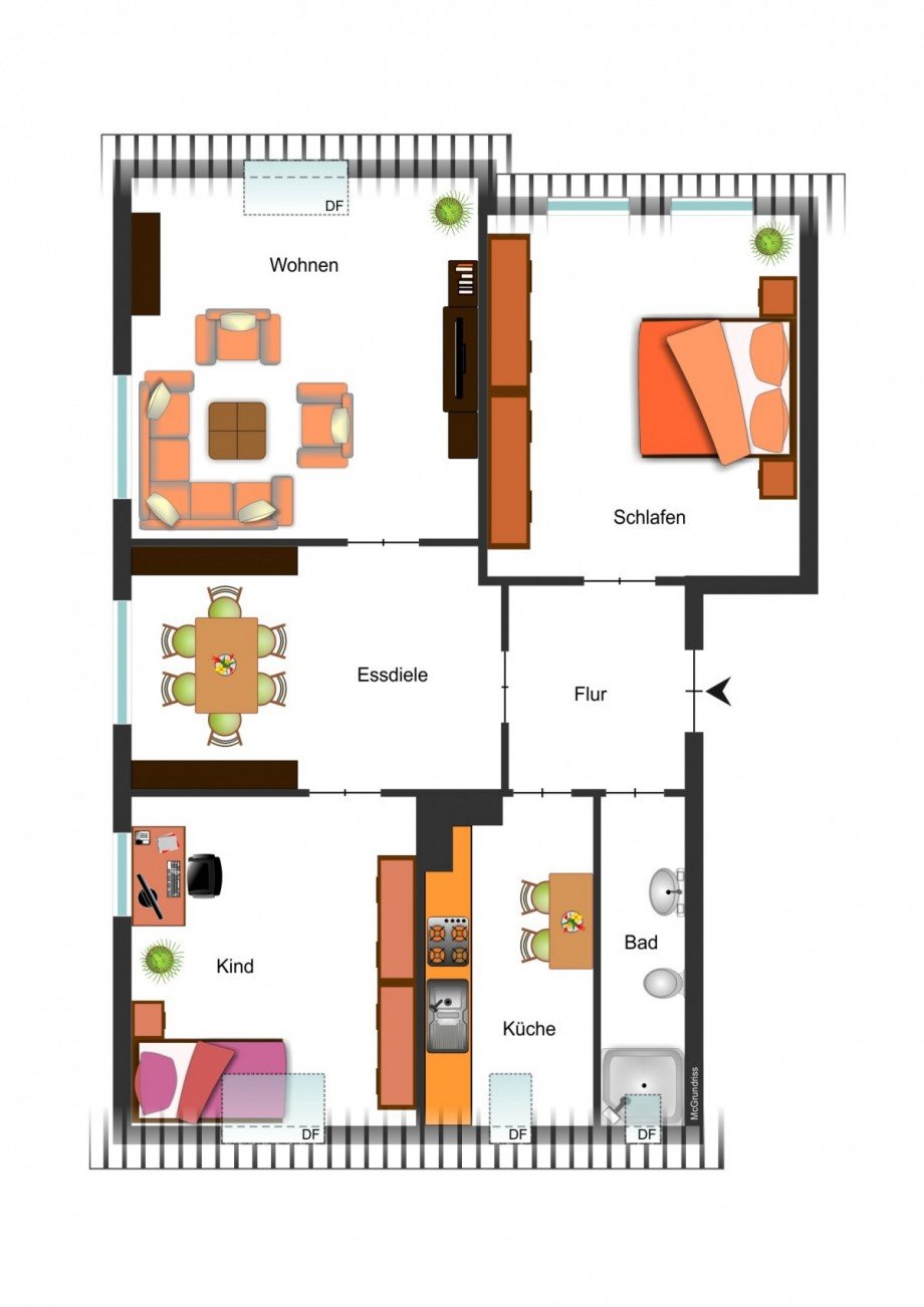 Grundrissskizze_DG Dachgeschosswohnung Braunschweig