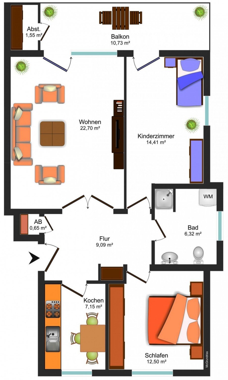 Grundrissskizze_EG Erdgeschosswohnung Wolfenb�ttel