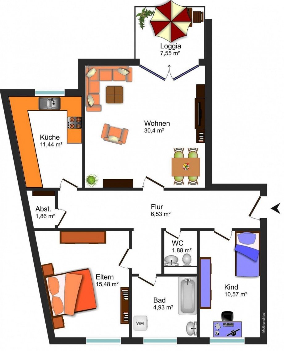 Grundrissskizze DG Dachgeschosswohnung Braunschweig